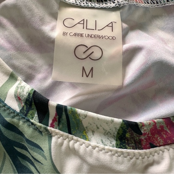 CALIA by Carrie Underwood Tropical Leaf Print Tie-Front Crop Top Medium - Picture 4 of 6